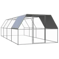 Akcesoria do hodowli zwierząt - VidaXL Klatka zewnętrzna dla kurcząt, 3x8x2 m, stal galwanizowana 3089326 VidaXL - miniaturka - grafika 1