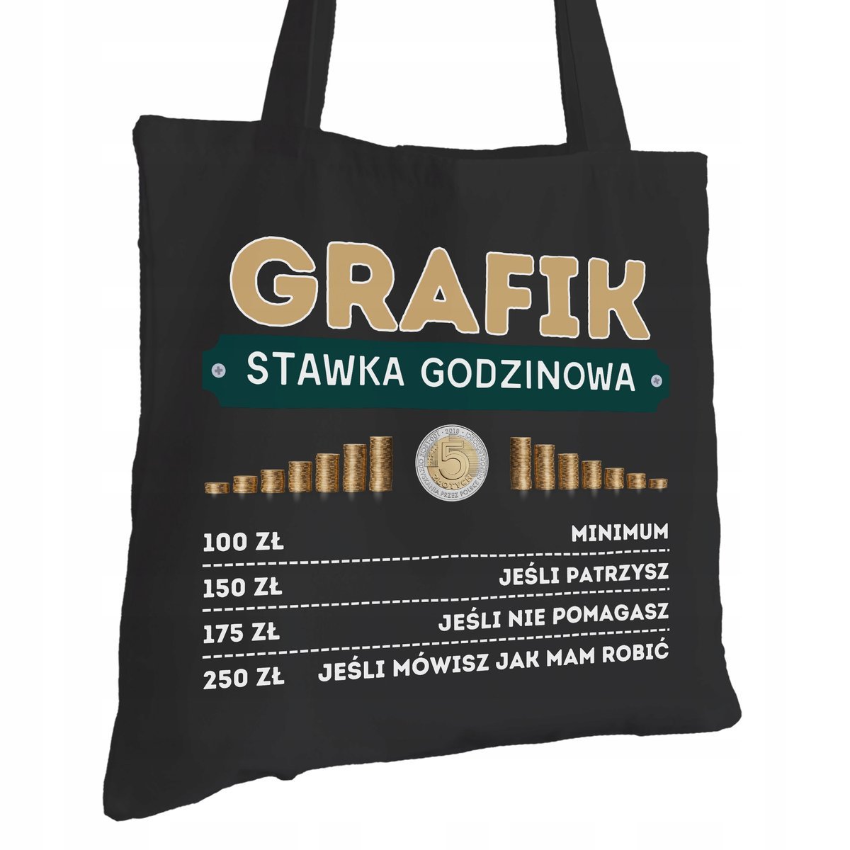 Torba Bawełniana dla Grafika Czarna Na Prezent Ekologiczna Trwały Nadruk