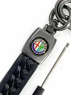 Breloki - Brelok Do Kluczy Samochodowy Alfa Romeo Metal Skóra - miniaturka - grafika 1