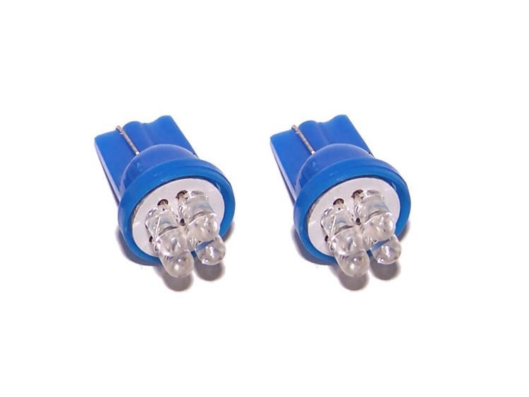 ŻARÓWKA W5W T10 12V 4 LED NIEBIESKA (2SZT.) postojówki do wnętrza
