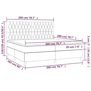 Lumarko Łóżko kontynentalne z materacem, jasnoszare, tkanina 200x200 cm - Łóżka - miniaturka - grafika 7