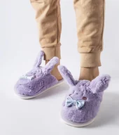 Kapcie damskie - Fioletowe kapcie z uszami i kokardką Bruna-40/41 - miniaturka - grafika 1