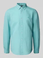 Koszule męskie - Koszula lniana o kroju regular fit z kołnierzykiem typu button down - miniaturka - grafika 1