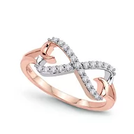 Pierścionki - Złoty pierścionek nieskończonośc z brylantami białe i różowe złoto Staviori - miniaturka - grafika 1