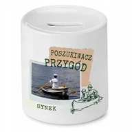 Skarbonki - SKARBONKA DLA SYNA POSZUKIWACZ PRZYGÓD SYNEK z Nadrukiem ze Zdjęciem - miniaturka - grafika 1