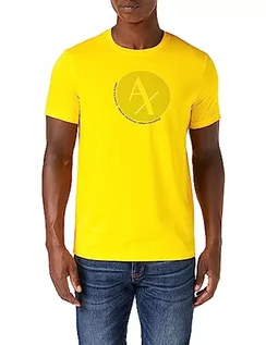 Koszulki męskie - Armani Exchange Męski T-Shirt Slim Fit Circle Logon Ax Pima Cotton Tee, żółty, S - grafika 1