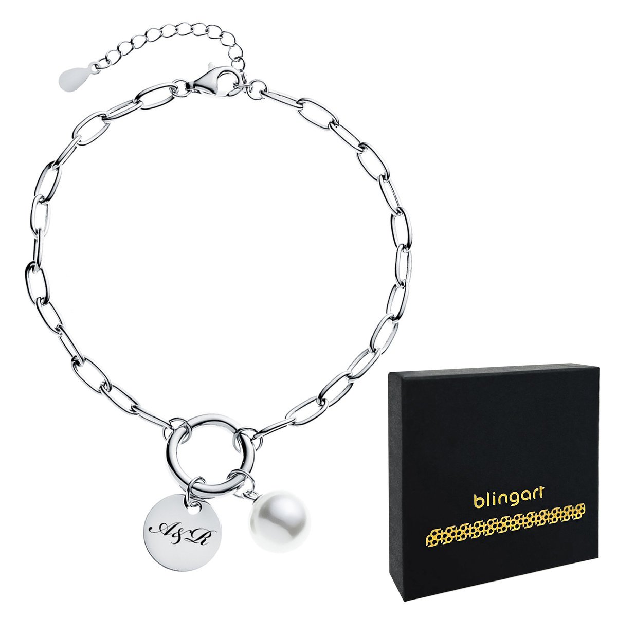 Bransoletka damska GRAWER PERŁA kolory SREBRO 925