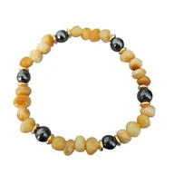 Bransoletki - ankabizuteria.pl Bransoletka srebrna pozłacana z żółtym bursztynem i - miniaturka - grafika 1