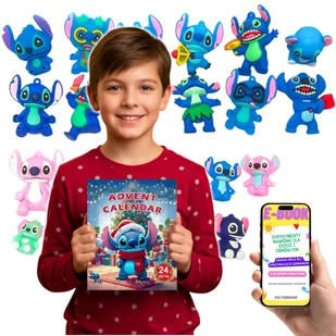 Kalendarz Adwentowy Stitch Angel Lilo & Stitch 24 Figurki PREZENT ŚWIĄTECZNY DLA DZIECKA NA ADWENT + EBOOK - Ozdoby bożonarodzeniowe - miniaturka - grafika 1