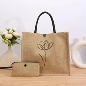 Inne - TEMU 2 Sztuki Eleganckiej Torby Z Tkaniny - Minimalistyczny Kwiat - Tematyczny Projekt Nadruku Dużej Pojemności Torba Na Ramię Z Fiksowanymi Paskami - miniaturka - grafika 1