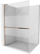 Ścianki i drzwi prysznicowe - Mexen Kioto+ L ścianka prysznicowa z półką Walk-in 120 x 200 cm, transparent/szron, różowe złoto - 800-120-123-60-35 - miniaturka - grafika 1