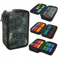 Piórniki - PIÓRNIK TRZYKOMOROWY SZKOLNY Z WYPOSAŻENIEM SKATE TIGER DLA CHŁOPCA JUMPER - miniaturka - grafika 1