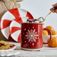 Kubki - Kubek ANKOLA czerwony ze śnieżynką 0,65 l HOMLA - miniaturka - grafika 1