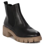 Botki damskie - Tamaris Botki damskie skórzane na platformie Black Comb czarne-38 - miniaturka - grafika 1