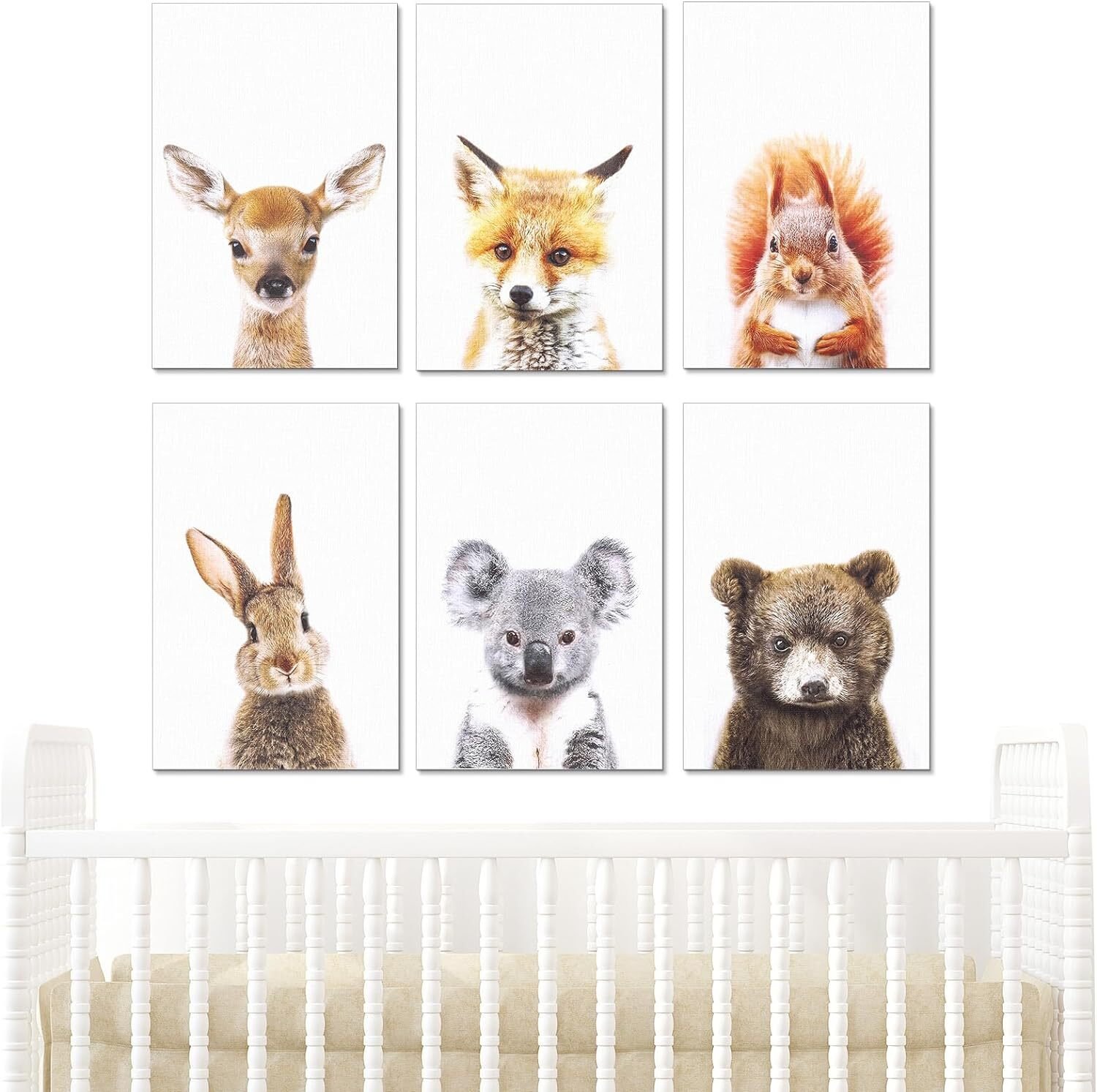 Plakaty Dekoracyjne dla Dzieci - Zestaw 6 Zwierzątek do pokoju dziecięcego