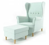 Fotele - Adams Group, Fotel Uszak+ Podnóżek, Jasnozielona - miniaturka - grafika 1