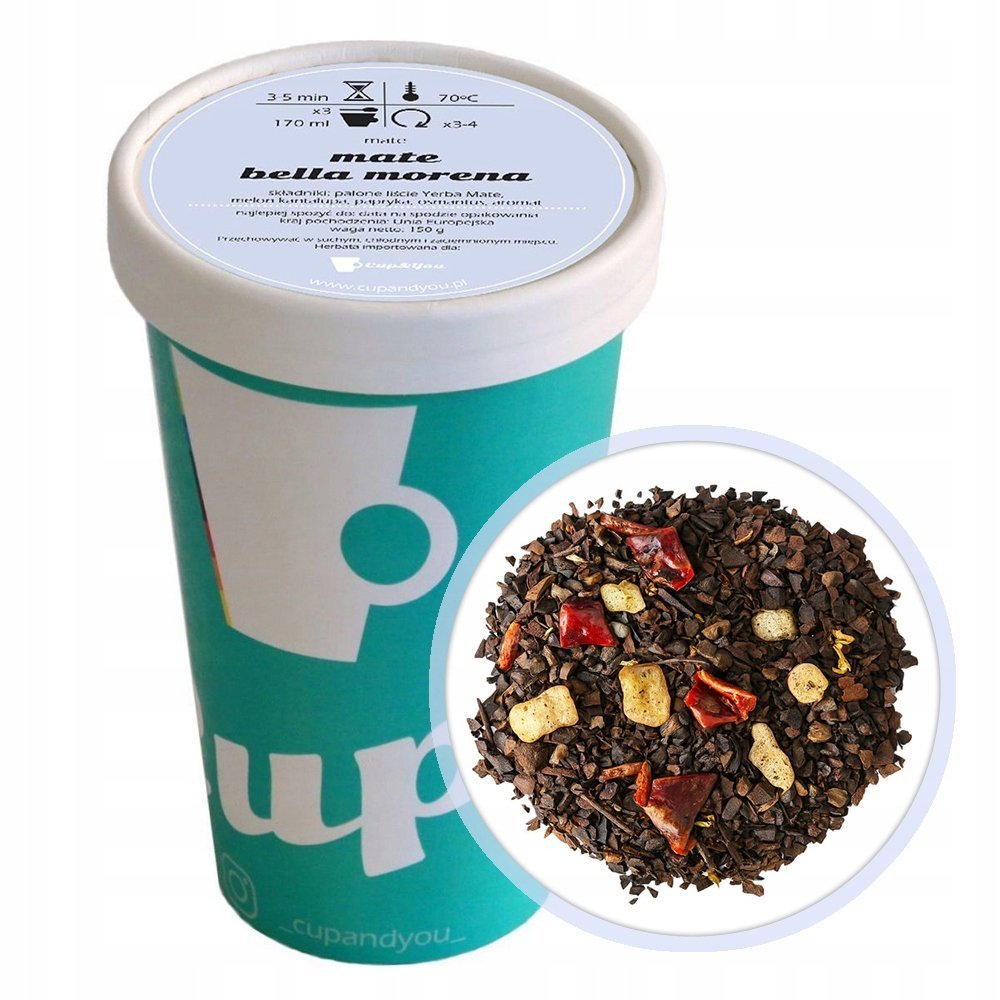 Liściasta sypana Herbata Yerba Mate smakowa BELLA MORENA EKO 150g premium - herbata liściasta sypana mieszanka napar susz