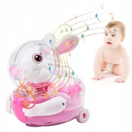 Maty edukacyjne - Interaktywna zabawka dla dziecka królik ze światłami led muzyką Wielkanoc - miniaturka - grafika 1