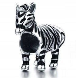 Zawieszka do bransoletki Zebra Srebro 925 Rodowane 18x16mm 2,8g na prezent