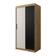 Szafy - Szafa przesuwna do sypialni na ubrania JODEŁKA 100 dąb artisan czarna biała - miniaturka - grafika 1