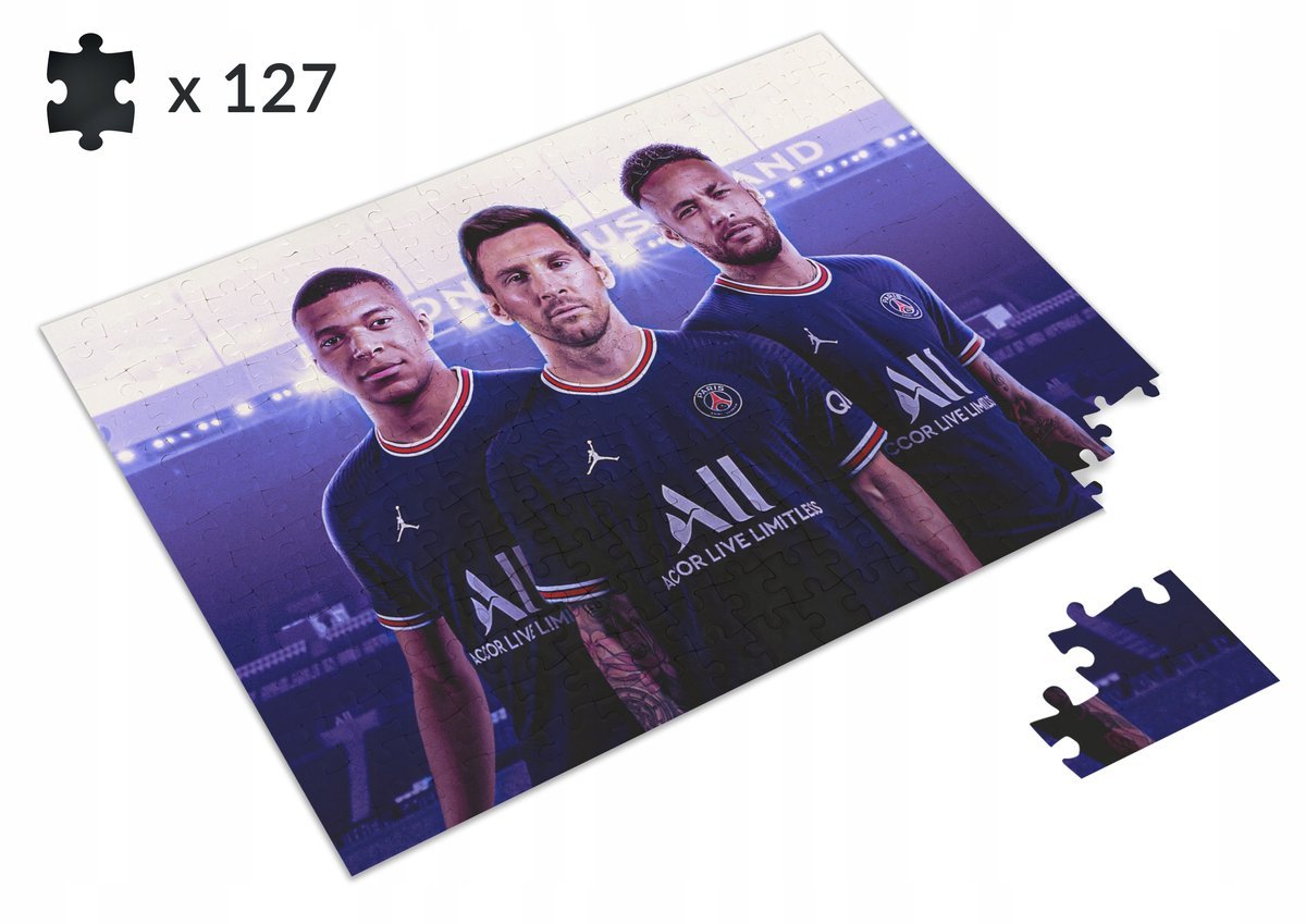 Puzzle Piłkarskie Kylian Mbappe Neymar Messi +IMIĘ 120 el.