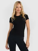 Koszulki i topy damskie - 4F T-shirt slim gładki damski - czarny XL - miniaturka - grafika 1