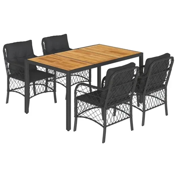 Zestaw mebli ogrodowych czarny, stół 150x90x75 cm, krzesła 58,5x67x86 cm