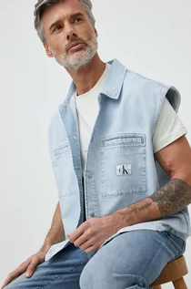 Kamizelki męskie - Calvin Klein Jeans bezrękawnik jeansowy męski kolor niebieski przejściowy J30J325309 - grafika 1