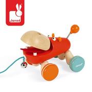 Zabawki interaktywne dla dzieci - Janod DREWNIANY HIPOPOTAM zwierzątko do ciągnięcia J08239 J08239 - miniaturka - grafika 1