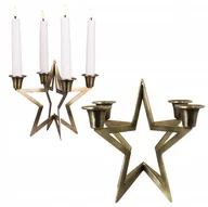 Świeczniki - ŚWIECZNIK KANDELABR GWIAZDA ZŁOTY METALOWY świąteczny na prezent święta - miniaturka - grafika 1