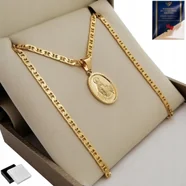Złoty Naszyjnik Łańcuszek Medalik Próba 585+925 Dla Dziewczynki Na Komunię