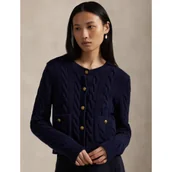 Swetry damskie - POLO RALPH LAUREN Wełniany kardigan Cable | Cropped Fit | z dodatkiem kaszmiru - miniaturka - grafika 1