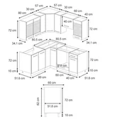 Meble kuchenne - Vicco Kuchnia narożna Fame-Line, Ciemnoszary, 190 x 60 cm , BP Marmur - miniaturka - grafika 1