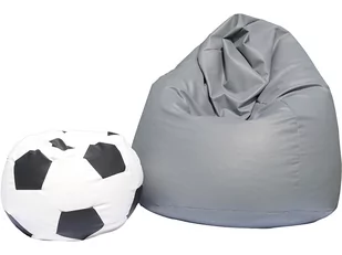 Pufa sako XXXL worek szara + gratis piłka biało-czarna - Pufy i podnóżki - miniaturka - grafika 1