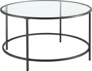 Stolik kawowy Kouvola szklany blat stalowa rama szklany stolik 84 x 45,5 cm stolik do salonu stolik kawowy czarny - Ławy i stoliki kawowe - miniaturka - grafika 1