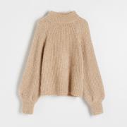 Swetry damskie - Reserved - Sweter z metalizowanym włóknem - Złoty - miniaturka - grafika 1