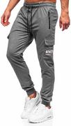 Spodnie sportowe męskie - Antracytowe bojówki spodnie męskie joggery dresowe Denley JX5061 - miniaturka - grafika 1