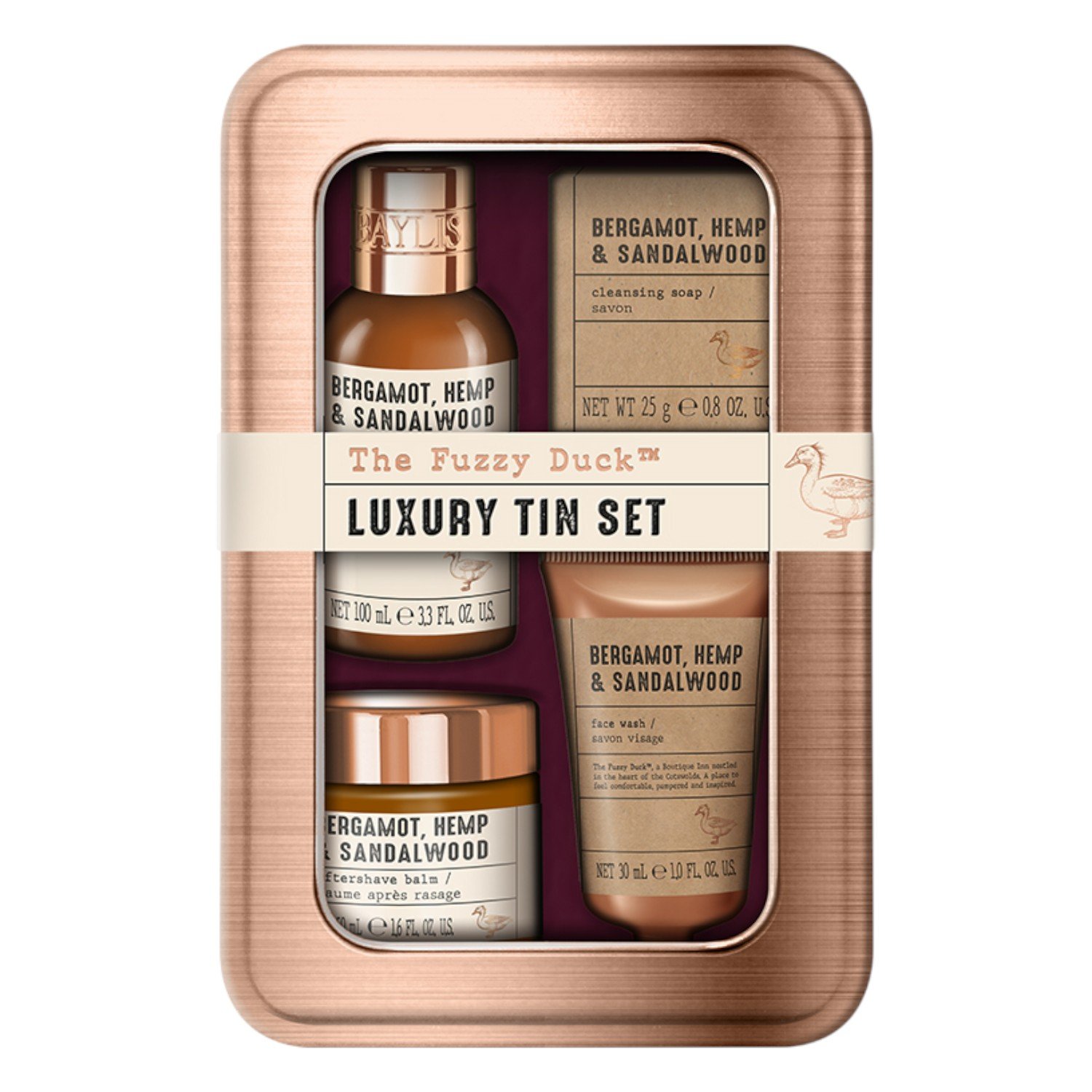Baylis&Harding The Fuzzy Duck Bergamot, Hemp&Sandalwood Mens Luxury Grooming Tin Gift Set