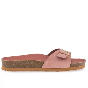Klapki Tommy Hilfiger Monogram Flat Mule FW0FW07071-GSI - różowe - Klapki i japonki damskie - miniaturka - grafika 1