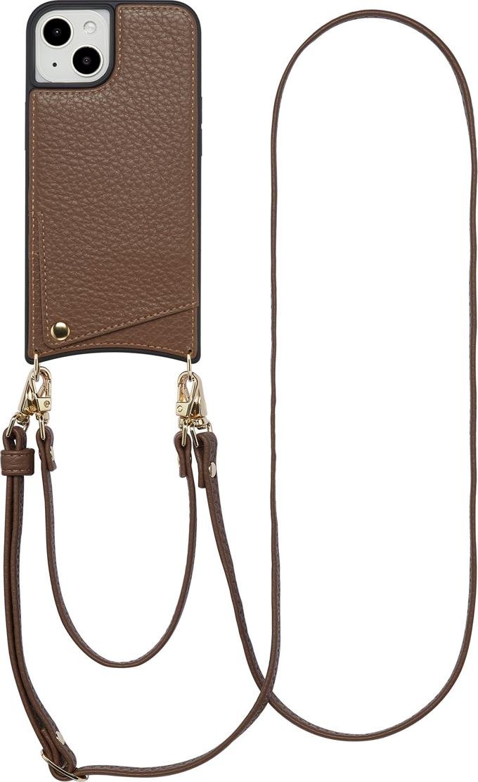 Etui na telefon Selencia Nova z kablem i uchwytem na kartę do Apple iPhone 14 / 13 - Mocha Brown