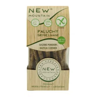 New Moutain Paluchy z siemieniem lnianym, pomidorami, czosnkiem i bazylią bezglutenowe 200 g - Paluszki - miniaturka - grafika 1