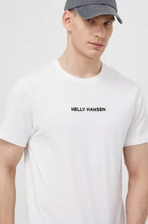 Koszulki męskie - Helly Hansen t-shirt bawełniany męski kolor biały z aplikacją - grafika 1