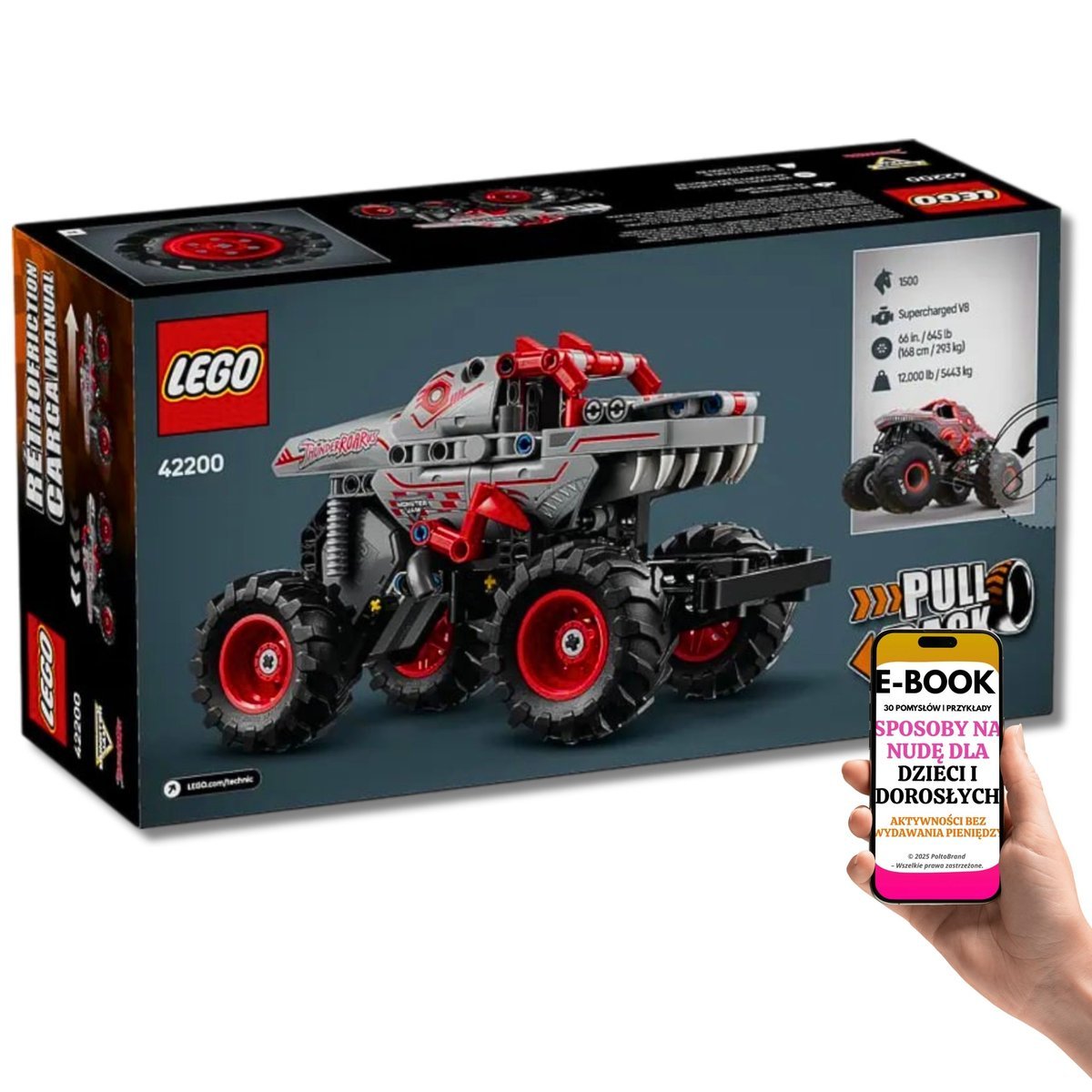 Super PREZENT LEGO Technic 42200 ThunderROARus Autko Potężny Monster Jam Z Napędem – Dla Dzieci Fascynujących Się Pojazdami + EBOOK-3