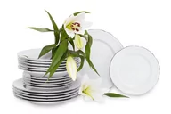Serwisy obiadowe - Zestaw obiadowy chodzież porcelana 6 os. Biały / platyna MARIA TERESA PLATYNA - miniaturka - grafika 1