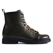 Botki damskie - Wiązane ciemnozielone workery damskie Vinceza - miniaturka - grafika 1