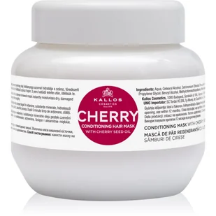 Kallos Cherry Conditioning Mask With Cherry Seed Oil, kondycjonująca maska z olejem z pestek czereśni do włosów zużytych, 275 ml - Maseczki do twarzy - miniaturka - grafika 1