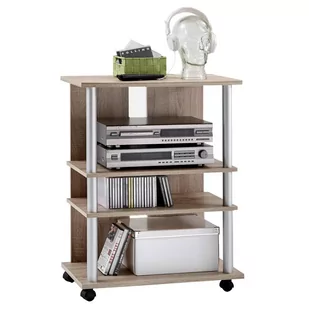 FMD Mobel FMD Regał na TV/Hi-Fi, 3 półki, 65 x 40 x 79,2 cm, kolor dębowy - Pudełka i akcesoria na płyty CD - miniaturka - grafika 1