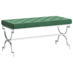 VidaXL Ławka, 99 cm, ciemnozielona, aksamit i stal nierdzewna 289048 VidaXL - Ławki do przedpokoju - miniaturka - grafika 1