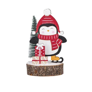 Figurka Drewniana Pingwin Z Prezentami 7X7X12 Cm - Ozdoby bożonarodzeniowe - miniaturka - grafika 1