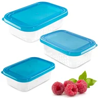 Pojemniki kuchenne - 3X Pojemnik Plastikowy Do Żywności Zestaw Pojemników Niebieskie - miniaturka - grafika 1